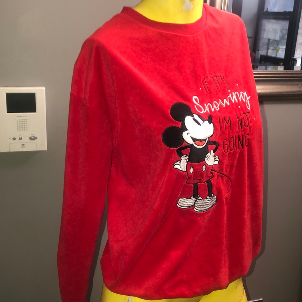 MICKEY MOUSE RED VELOR SWEATSHIRT - Picture 3 of 4